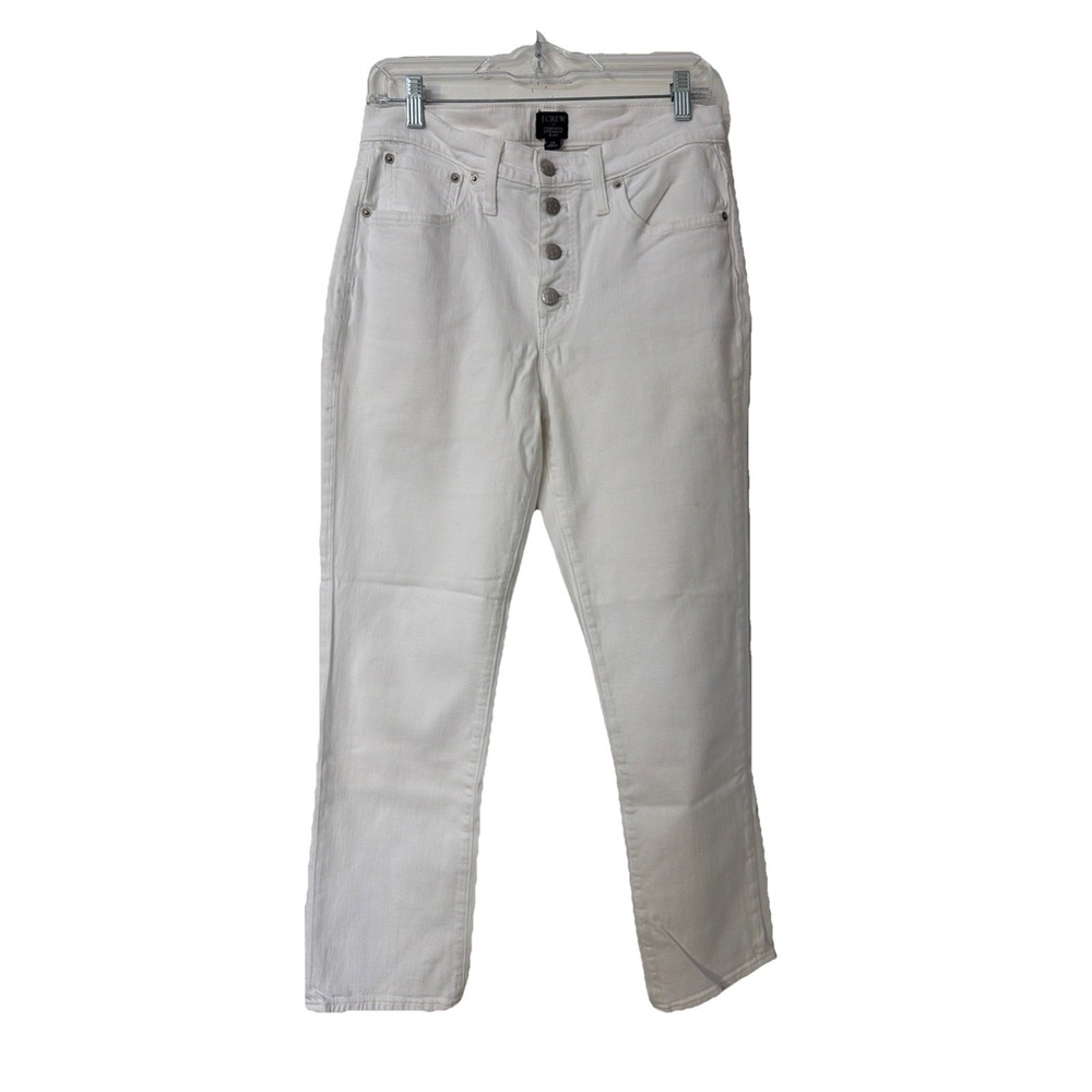 J. Crew Size 28 Womens Essential Straight White Denim Jeans Button Fly Boho